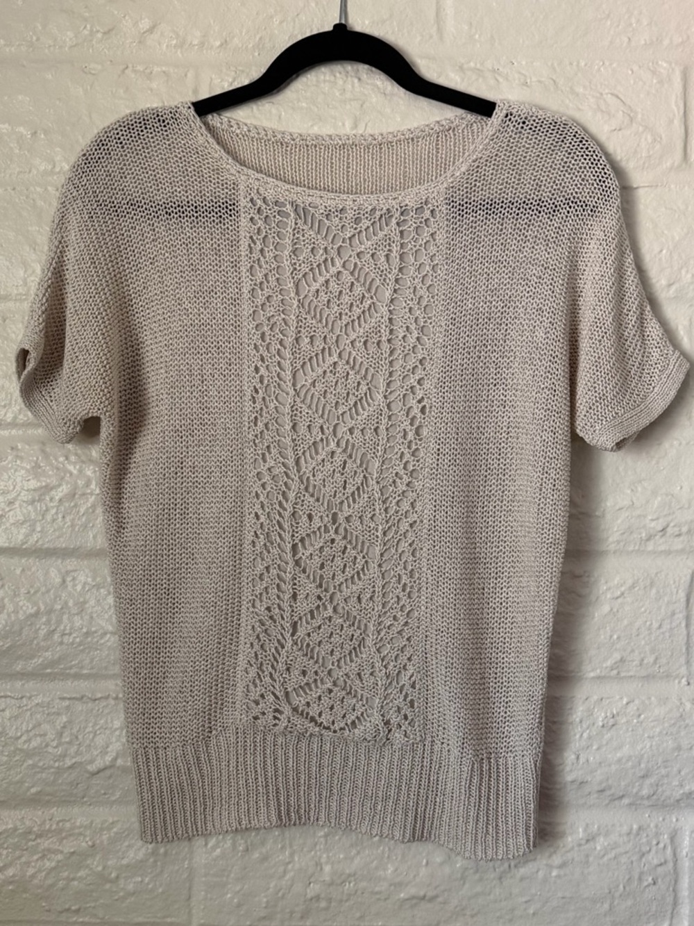 Vintage Beige Knit Crochet Lace Top Unbranded No Tag